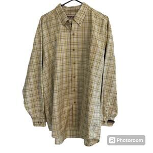 Wrangler Rugged Wear Mens XXL Yellow Plaid Button Down Long Sleeve Shirt